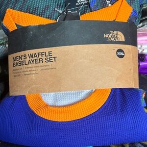 The North Face Men's Waffle Baselayer in Orange and Blue